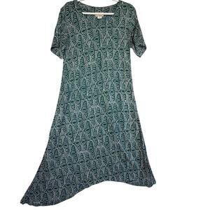 Noa Noa Hawaii Bamboo Midi Dress Womens M Green Geometric A-Line Boho $179 MSRP